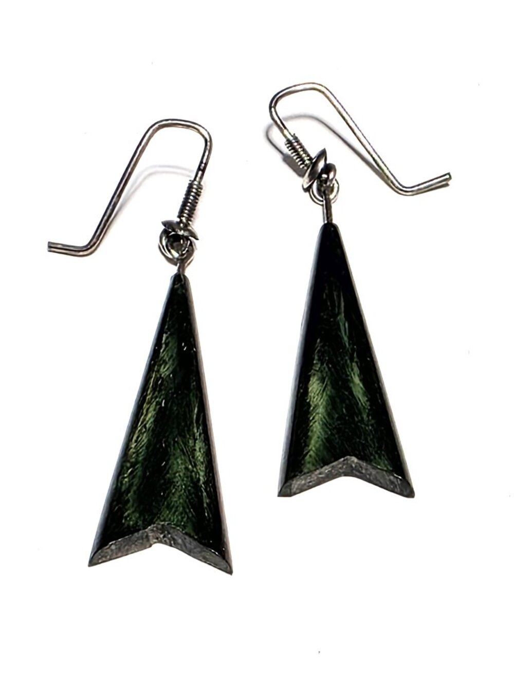 Green tagua wood teardrop dangle earrings